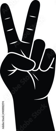vector silhouette of hand showing peace gesture symbol perfect for protest flyers harmony campaigns anti-war illustrations and icons
