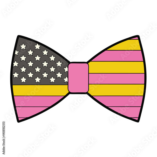 Patriotic Bow Tie Icon Vector – American Flag Design Illustration