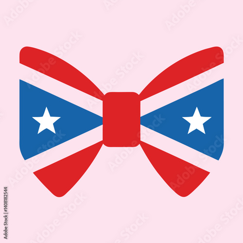 Patriotic Bow Tie Icon Vector – American Flag Design Illustration