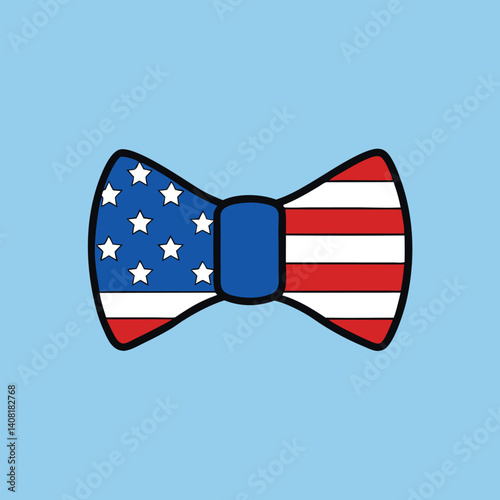 Patriotic Bow Tie Icon Vector – American Flag Design Illustration