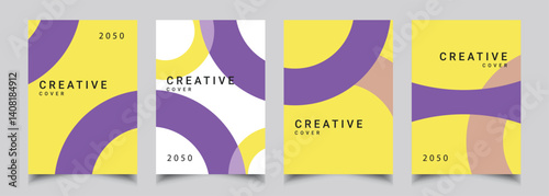 Abstract gradient poster background vector set. Minimalist style cover template with vibrant perspective 3d geometric prism shapes collection. Ideal design for social media, cover, banner, flyer.