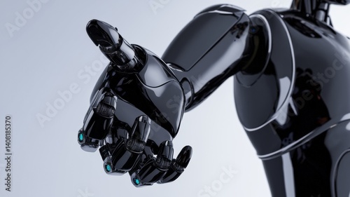 Close-Up: Robotic Hand on White Background Reaching Out