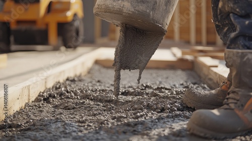 Wallpaper Mural Mason laying concrete for a foundation slab. Featuring concrete pouring and foundation work Torontodigital.ca