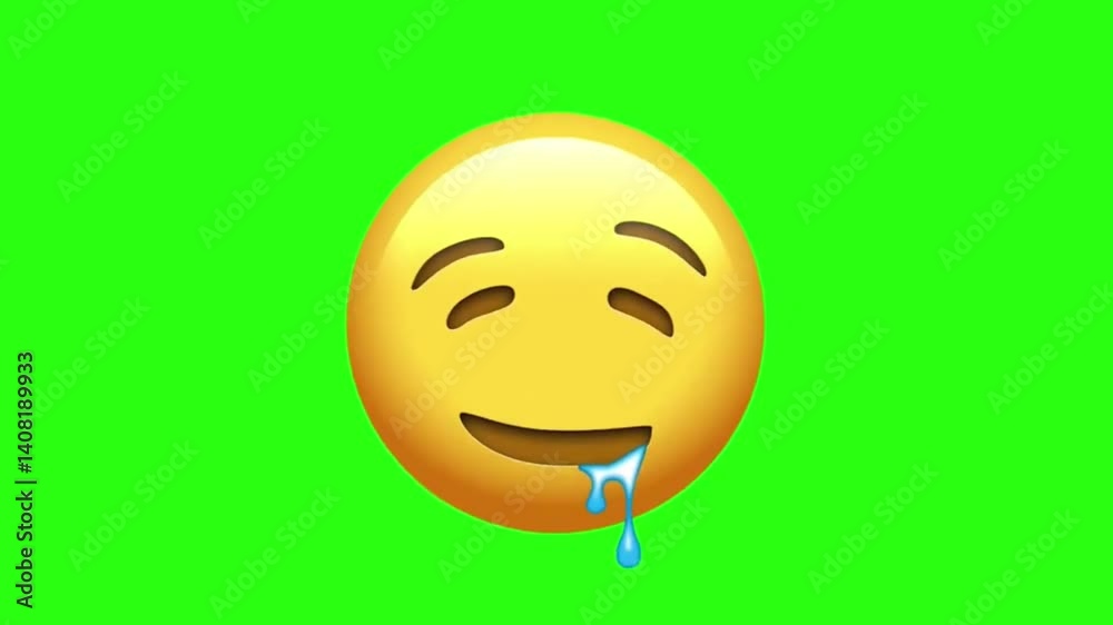 Salivating face emoji, 3d emoticon animation, Alpha channel, Transparent video