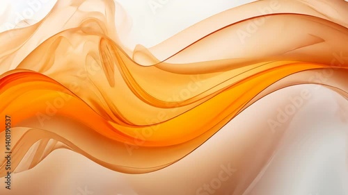 Orange and white abstract waves gracefully flow and swirl in a captivating dance.