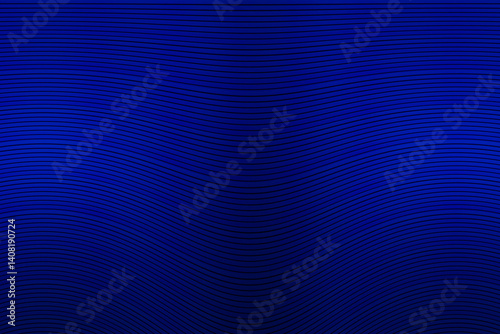 Blue texture with wavy blue lines. Abstract blue color illustration, background