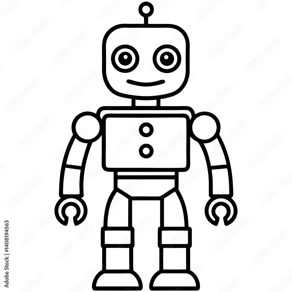 Minimal Smart Robot Vector Illustration on White Background