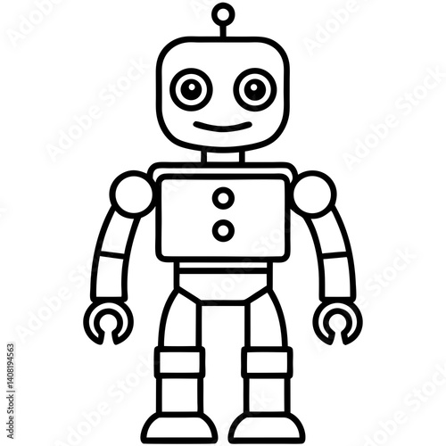 Minimal Smart Robot Vector Illustration on White Background
