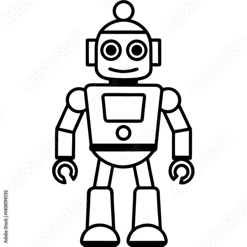 Minimal Smart Robot Vector Illustration on White Background