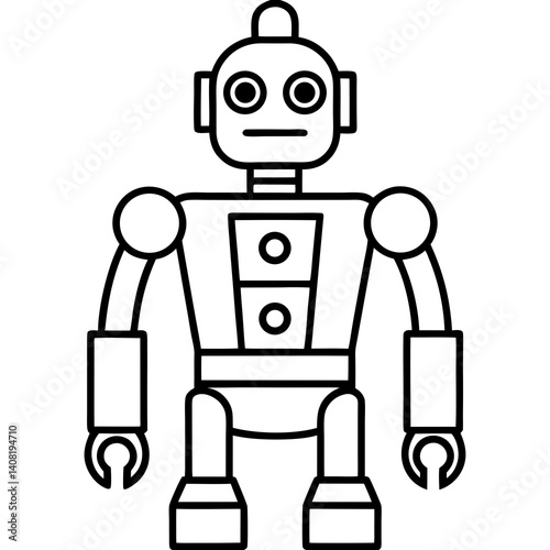 Minimal Smart Robot Vector Illustration on White Background