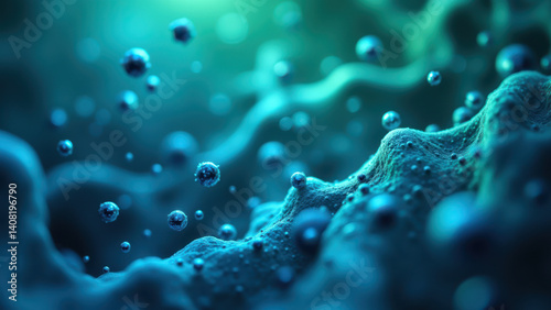 A microscopic view of a glp-1 molecule with a blue background.