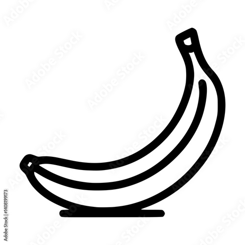 A simple outline of a single banana, fruit still life.