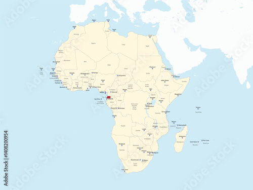 Detailed national location map of EQUATORIAL GUINEA within the great continent of Africa