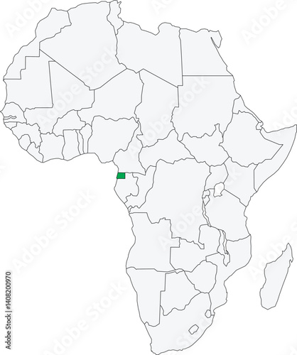 Detailed national location map of EQUATORIAL GUINEA within the great continent of Africa