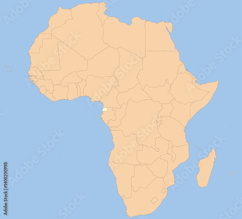 Detailed national location map of EQUATORIAL GUINEA within the great continent of Africa