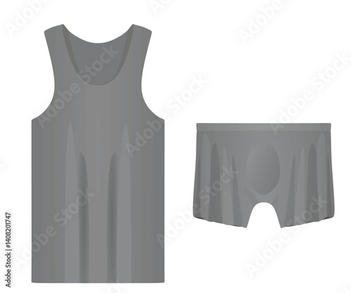 Grey  sleeveless t shirt and panties. vector illustration
