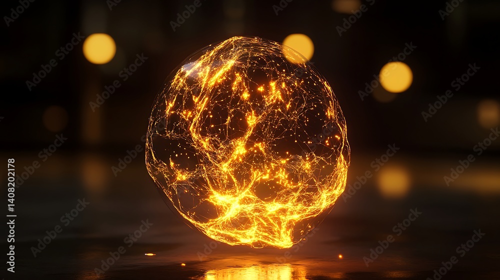 3D glowing brain concept with neural network connections in AI high resolution picture