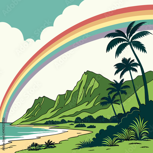 tropical landscape with palms