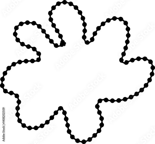 Edge-shaped dotted element inspired by an amoeba with flowing and organic structure.