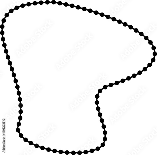 Morphing figure with a wavy dotted outline and fluid form featuring changing rhythm across the edges.