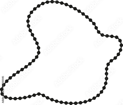 Droplet-inspired figure with a dotted outline and morphing contour that defines a downward organic form.