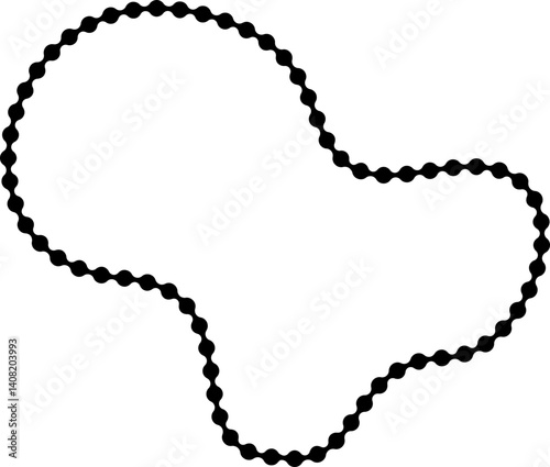 Fluid organic figure featuring a soft irregular edge and dotted contour with asymmetrical formation.
