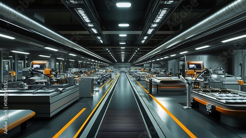 Obraz na płótnie Advanced factory with robotic arms and fully automated production systems high resolution picture w salonie