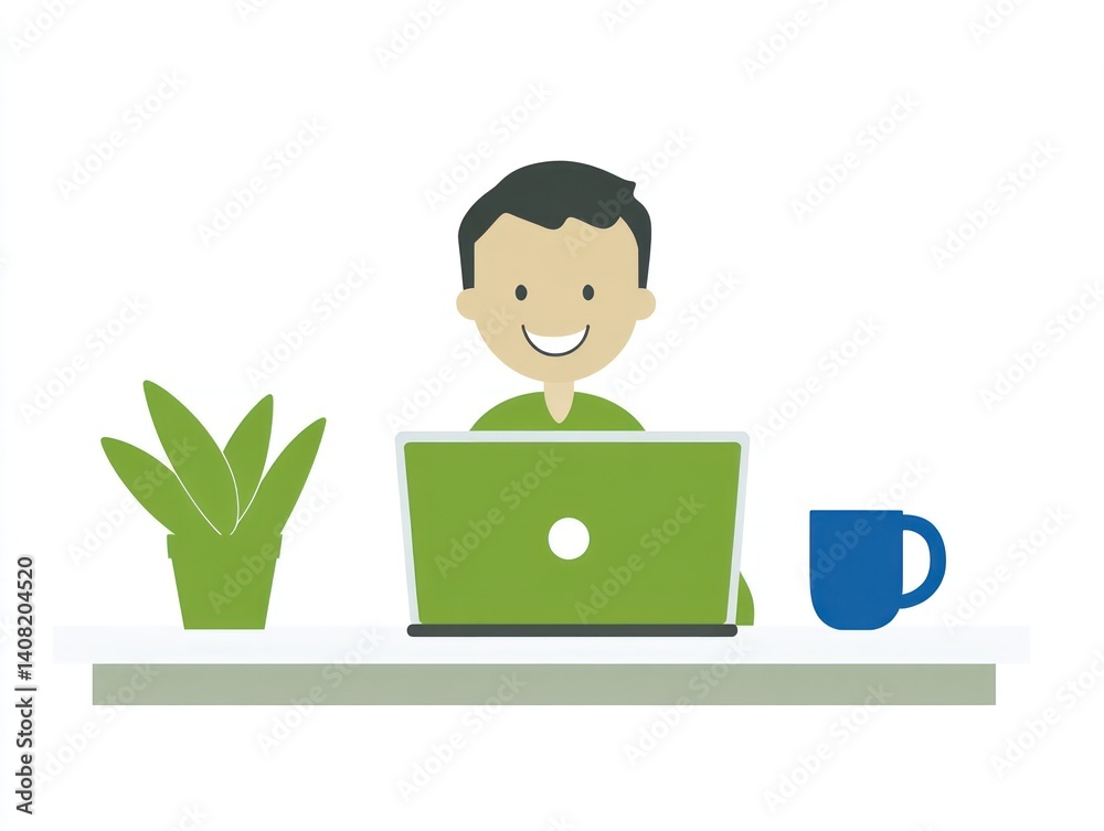 Smiling person working on laptop in office setting. Possible use for stock photography Smiling person working on laptop in office setting. Possible use for stock photography
