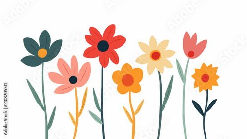 Abstract summer floral background, bouquet of flowers, Bouquet of tulips, Set of floral elements