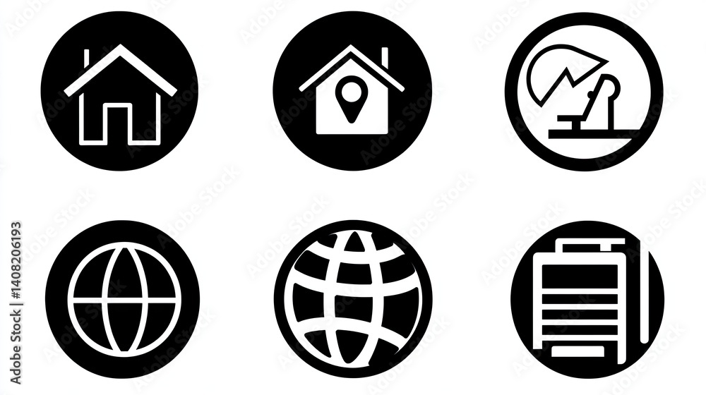 Fototapeta premium Minimalist Black and White Web Icon Set