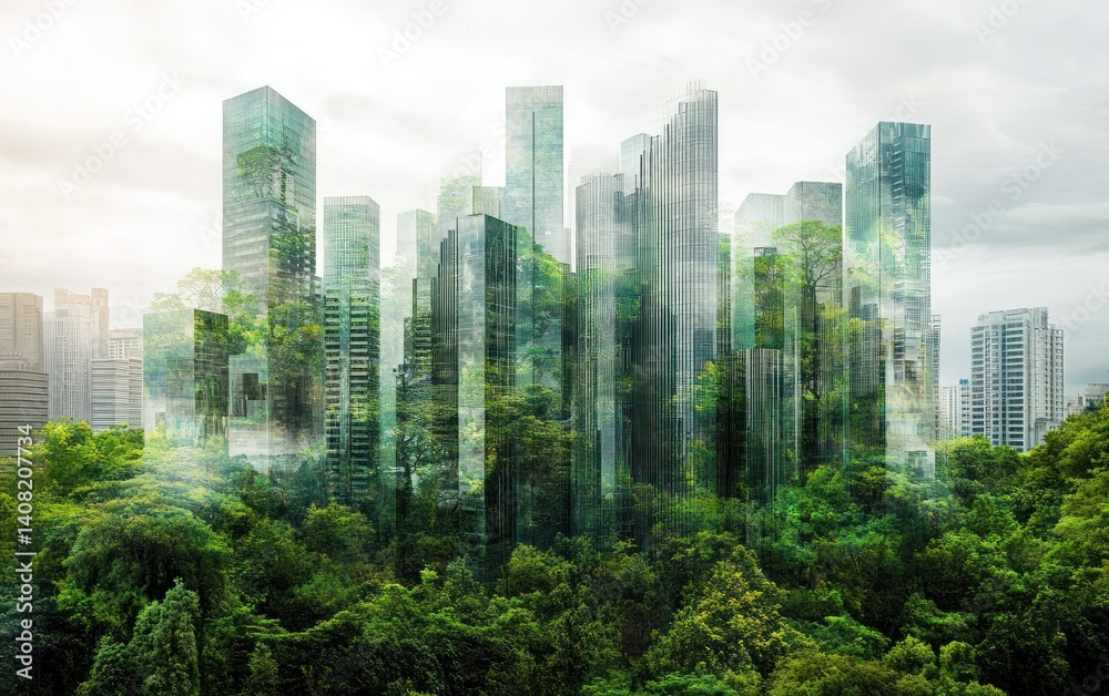 Obraz premium Urban Greenery: A Vision of Sustainable Cities