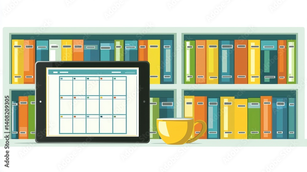 Organizing your schedule digital calendar and bookshelf setup for productivity at home office Organizing your schedule digital calendar and bookshelf setup for productivity at home office