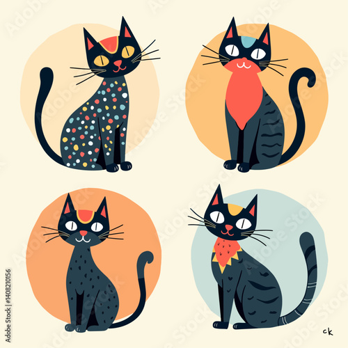 Set of funny cats, set of cats