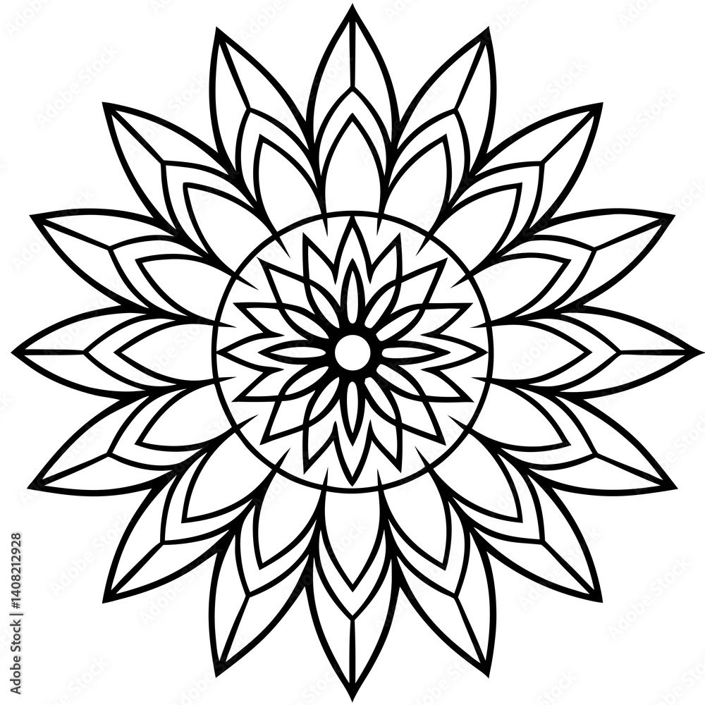 Fototapeta premium Minimal Smart Feathered Mandala Vector Illustration on White Background