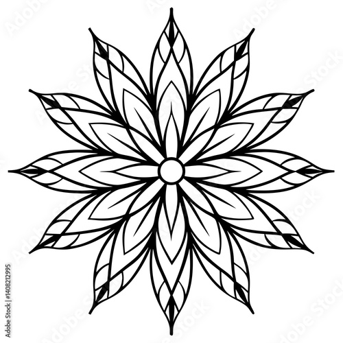 Minimal Smart Feathered Mandala Vector Illustration on White Background