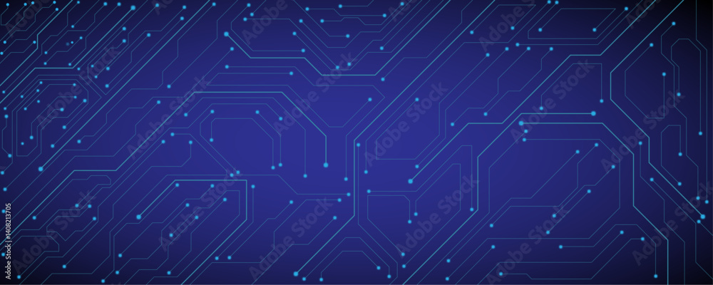 Obraz premium Vector dark blue technology background with crossed lines and dots.