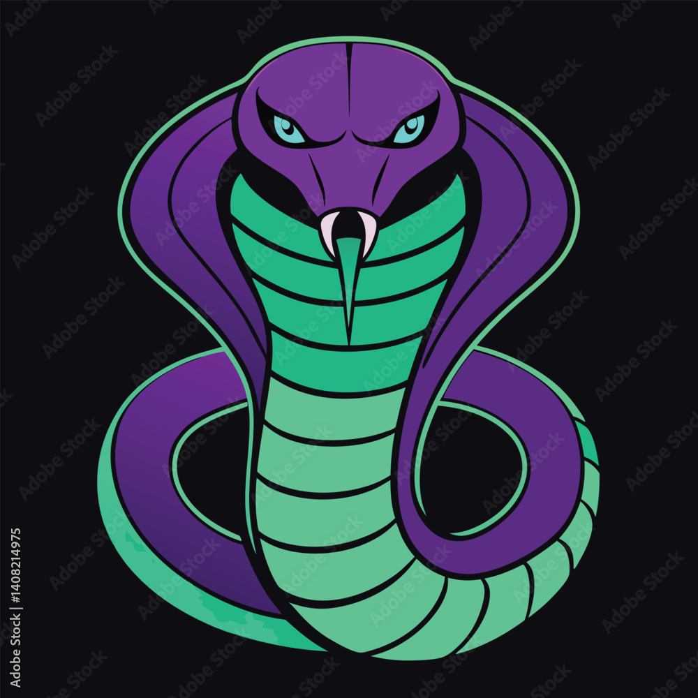 Fototapeta premium Cute green cartoon snake vector illustration