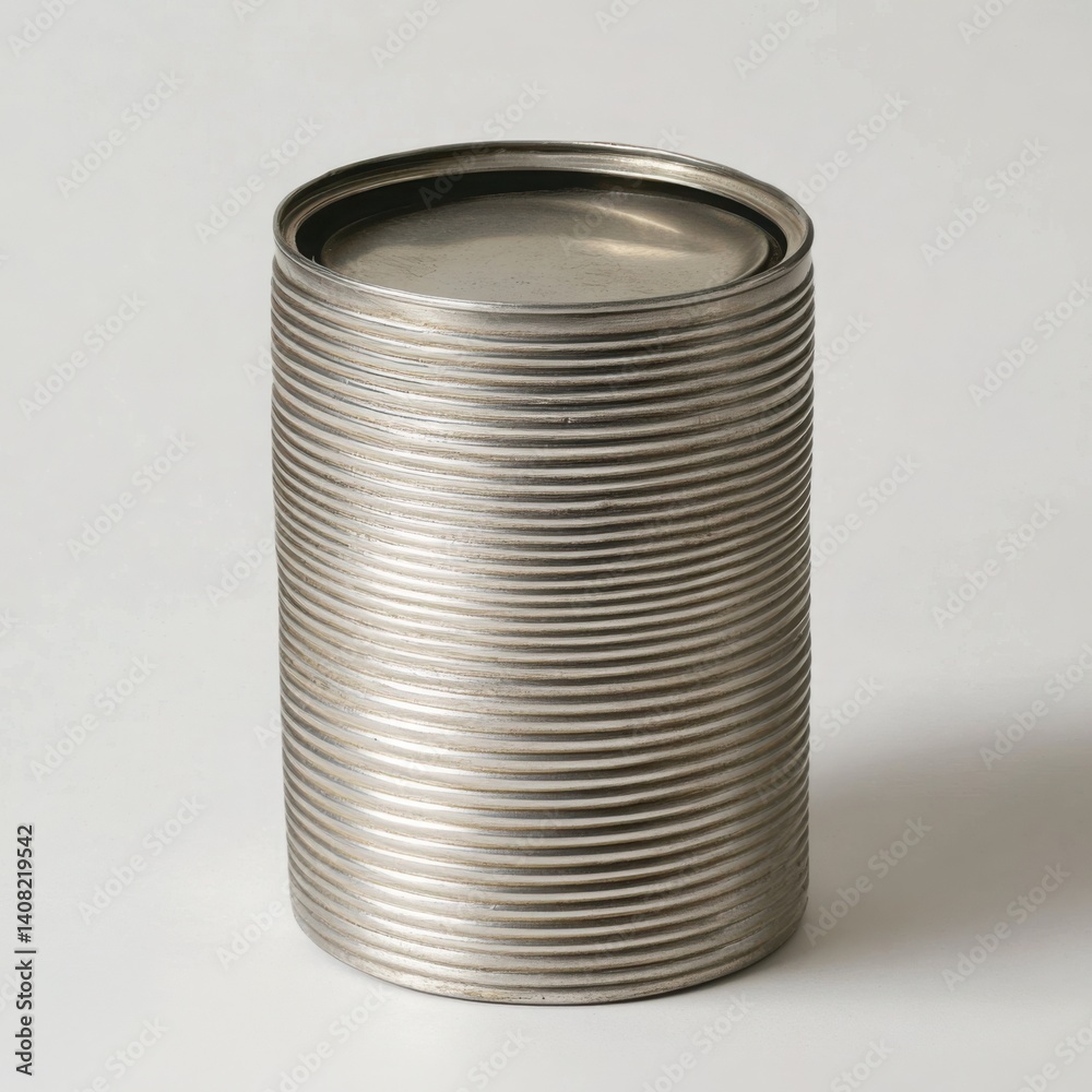 Metal food can, ribbed, plain isolated on white background Metal food can, ribbed, plain isolated on white background
