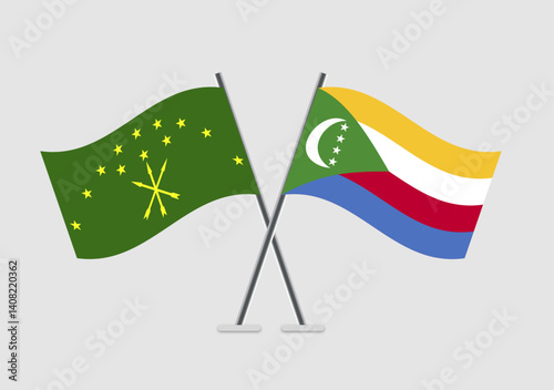 Adygea and Comoros vector flags design with modern symmetry