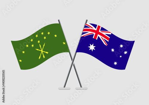 Adygea and Australia vector flags in modern flat illustration style