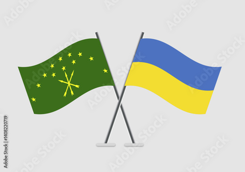 Adygea and Ukraine vector flags illustration representing alliance