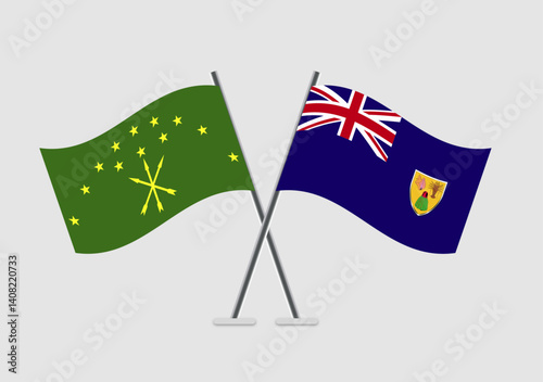 Adygea and Turks and Caicos Islands vector flags graphic concept for duality