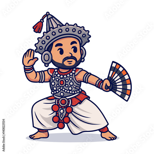 Sri Lankan upcountry traditional dancer in a dancing pose vector cartoon