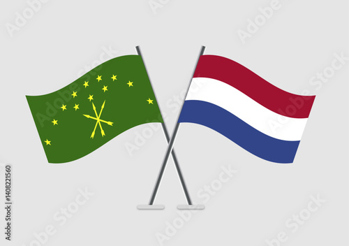 Adygea and Netherlands vector flags in dual identity graphic layout