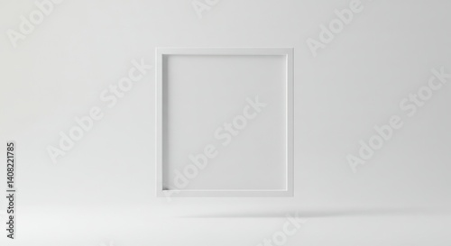 minimalist white picture frame on plain background creates a clean, modern aesthetic. perfect for exhibitions, interior design, or art display concepts. neutral and versatile decor.