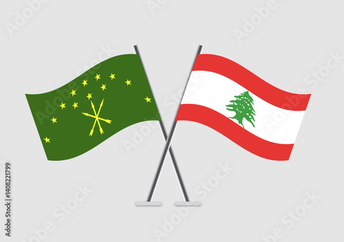 Adygea and Lebanon vector flags showing dual-country harmony