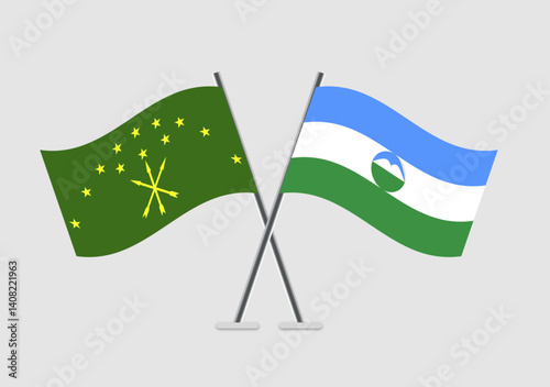Adygea and Kabardino-Balkaria vector flags crossed for cultural themes