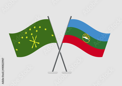 Adygea and Karachay-Cherkessia vector flags shown in diplomatic context