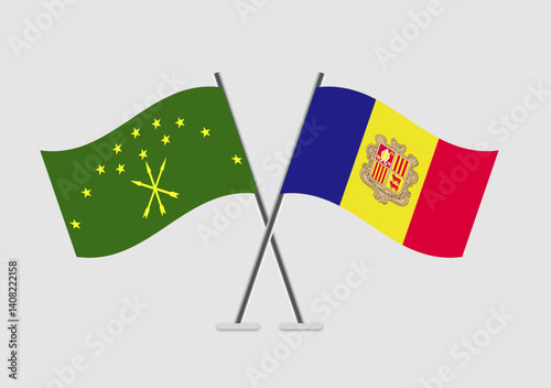 Adygea and Andorra vector flags positioned in diagonal cross format