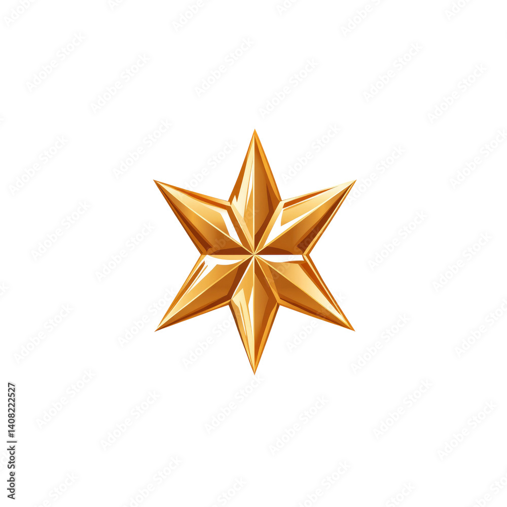 Obraz premium Sparkling Golden Eight-Pointed Star - 3D Render